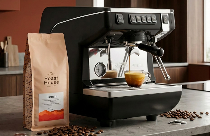 Nuova Simonelli Appia Life Espresso Machine with Roast House Gemini Coffee Beans
