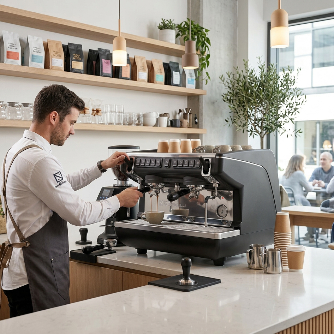 Espresso machine in a coffee shop.